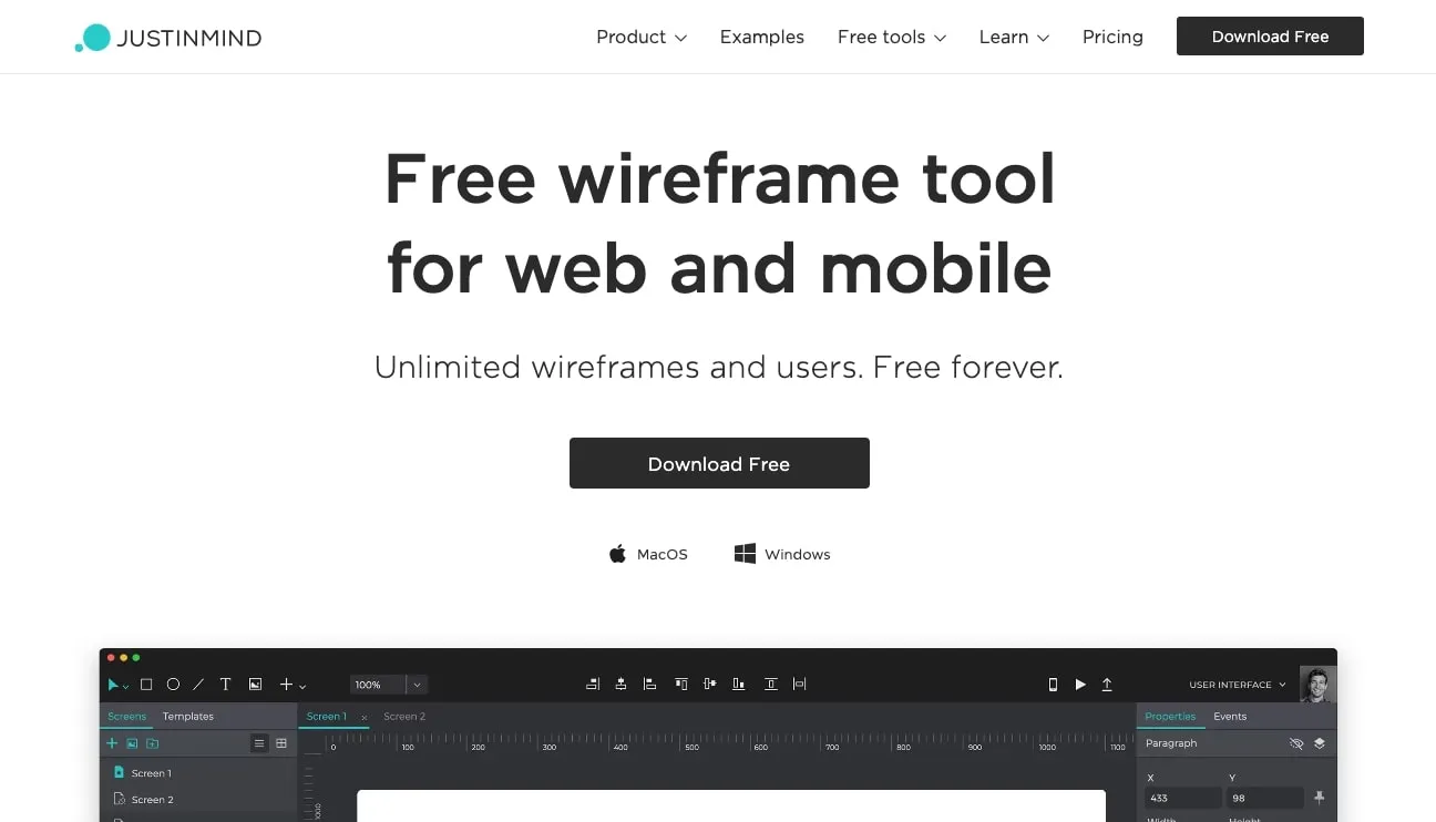 Justinmind Free Wireframing Tool For Web And Mobile