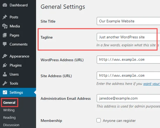 How To Change Just Another WordPress Site